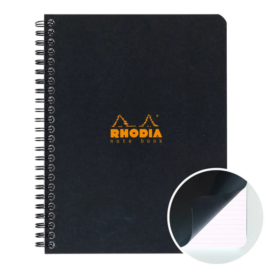 Rhodia wirebound lined notebook A5+ with black cover