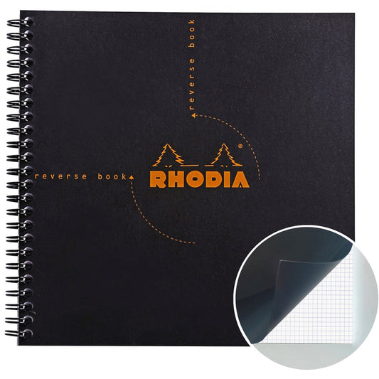 Rhodia wirebound grid reverse book 8 x 8 inches with black cover