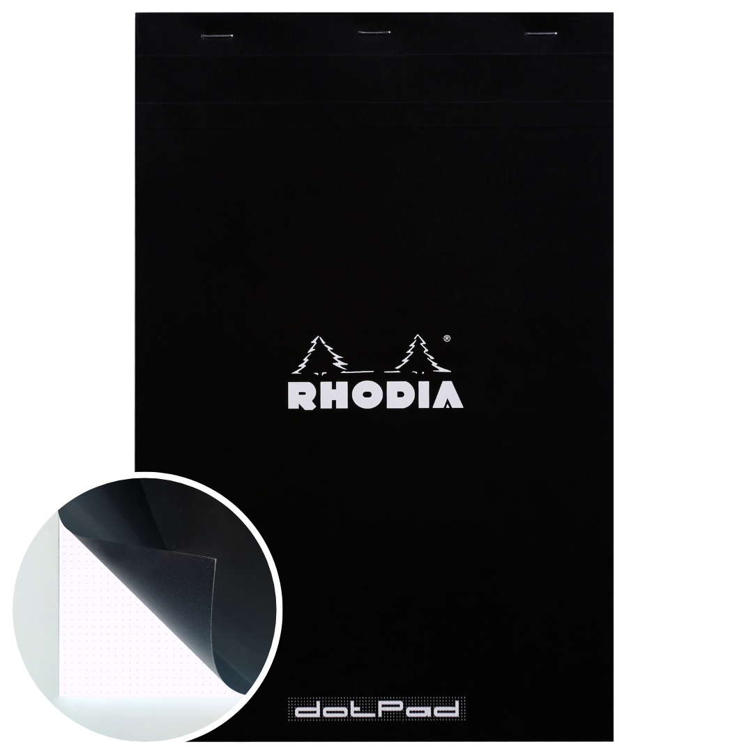 Rhodia No.19 staplebound dot grid notepad with black cover