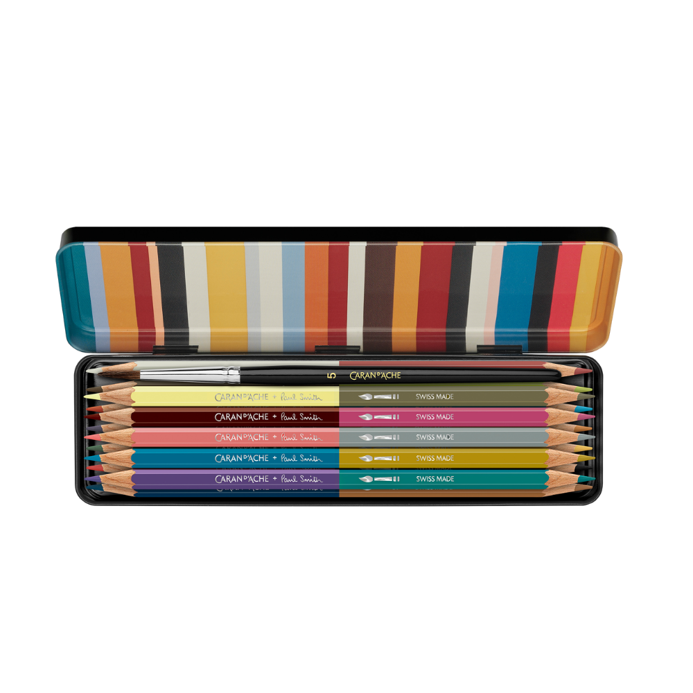 Caran d'Ache Paul Smith Bicolor Pencil Set of 12 (24 Colours) with Brush - Ltd. Edition