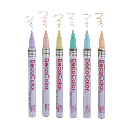 Marqueur DECOCOLOR® Pointe fine Marvy Uchida – Étui de 6 couleurs pastel
