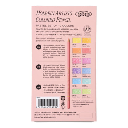 Holbein - Set de 12 crayons de couleur pour artistes - Pastel