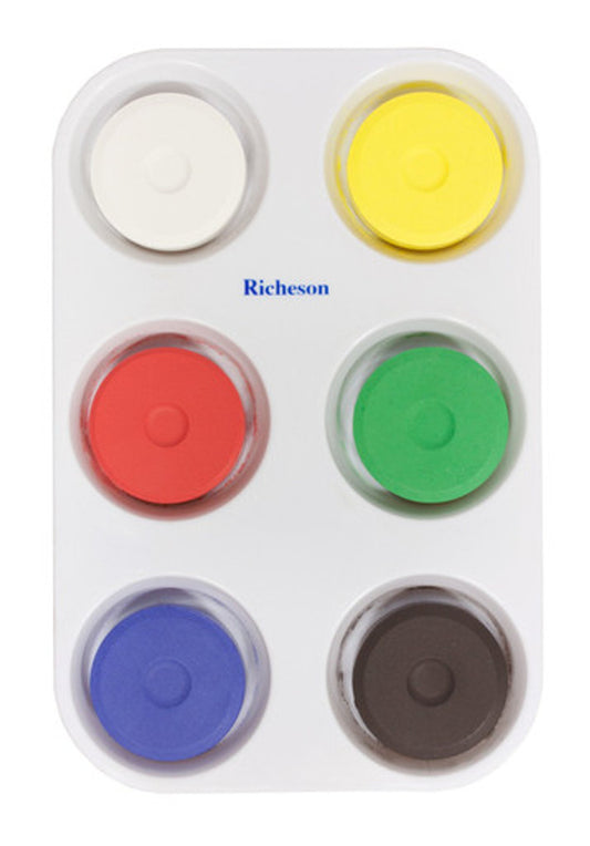 Large Primary Tempera Block Paint Set of 6 with Tray