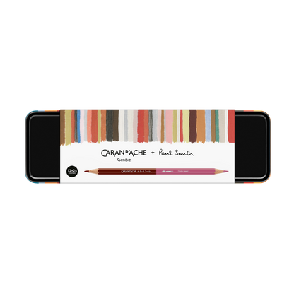 Caran d'Ache Paul Smith Crayon Bicolore Set de 12 (24 Couleurs) avec Pinceau - Édition Limitée