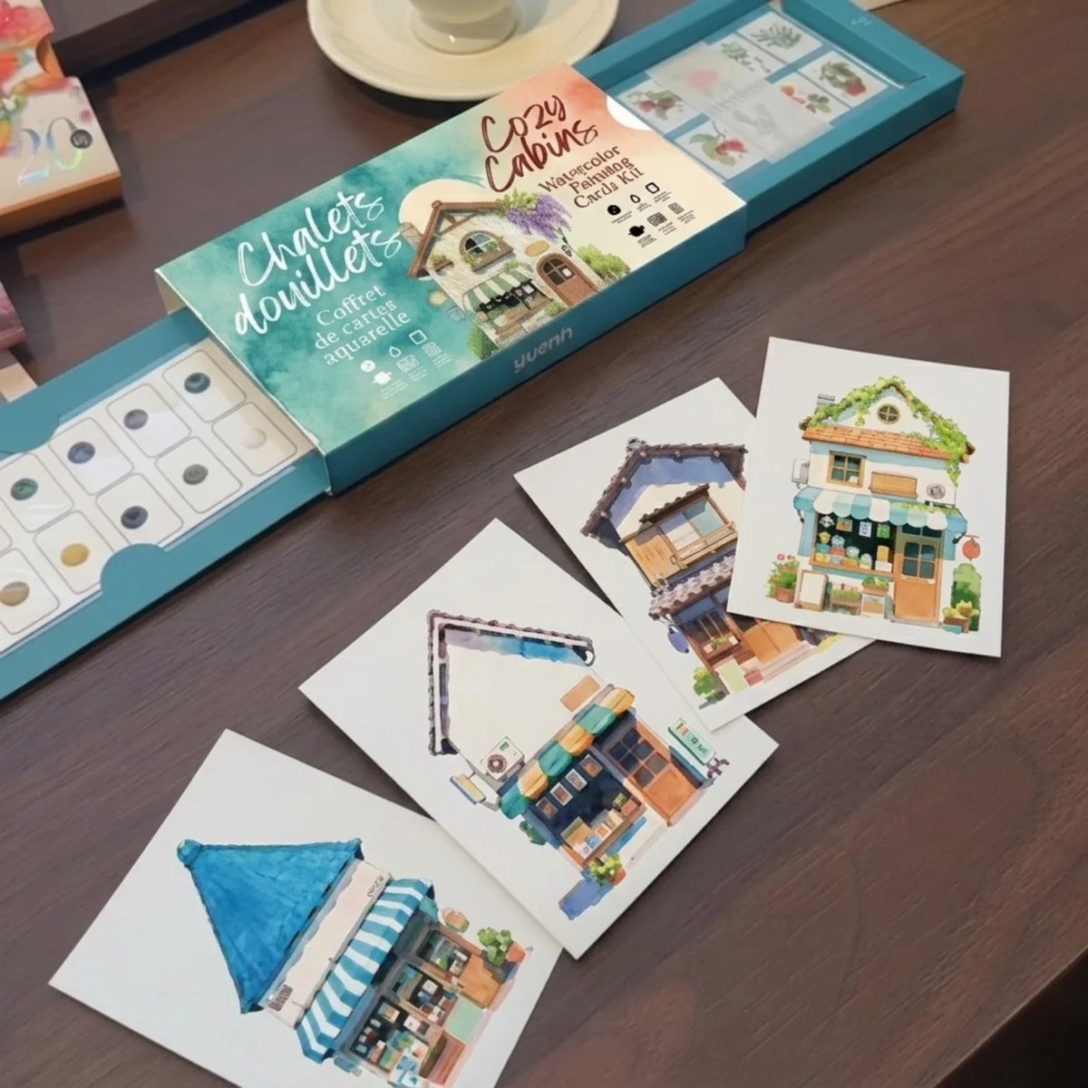 Nobel Watercolor Painting Cards Kit - Cozy Cabin