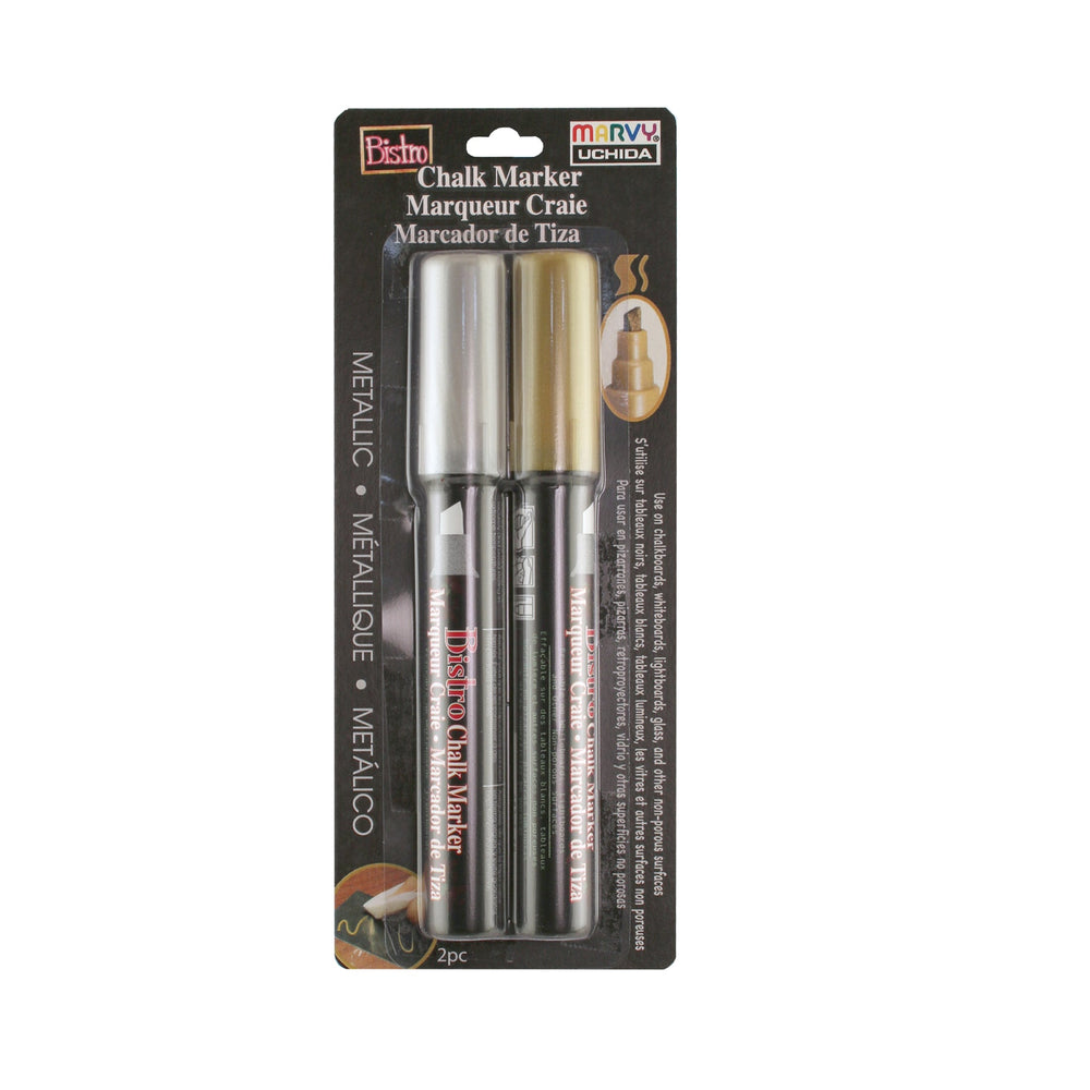 Marvy Uchida Bistro Chalk Marker Chisel Metallic Set of 2