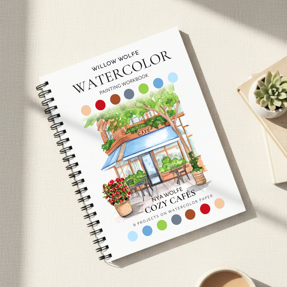 Willow Wolfe Watercolor Workbook - Cozy Cafes