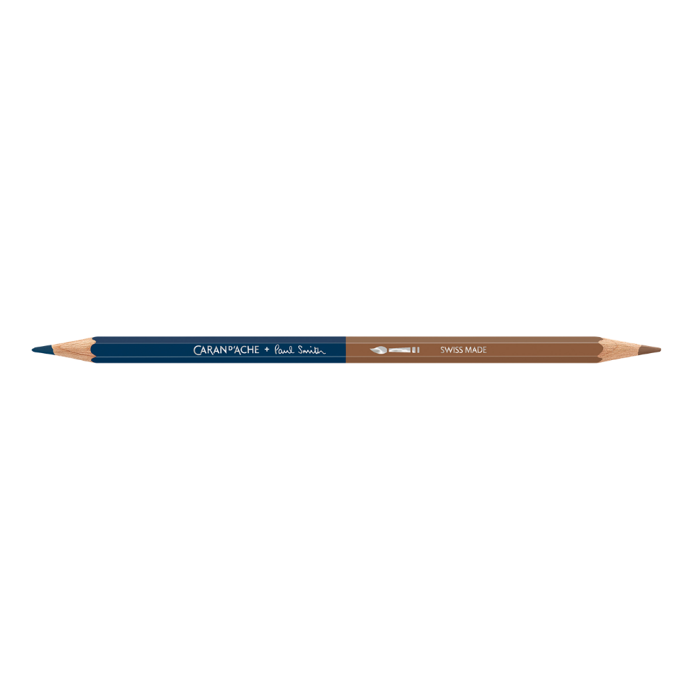 Caran d'Ache Paul Smith Crayon Bicolore Set de 12 (24 Couleurs) avec Pinceau - Édition Limitée