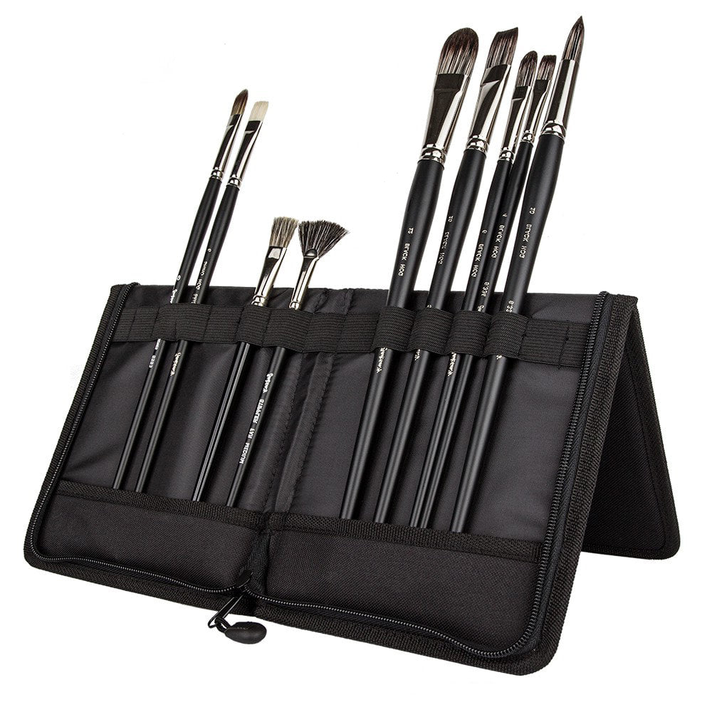 Foldable Brush Case With Zipper Closure for Long Handle Brushes - 24 Slots