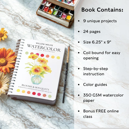 Willow Wolfe Watercolor Workbook - Blooms & Bouquets