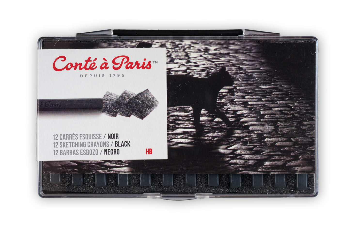 Conté à Paris - Sketching Pastel Carré Set of 12 - Black HB