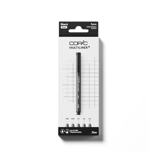 COPIC Multiliner+ Set of 5 Black Fine