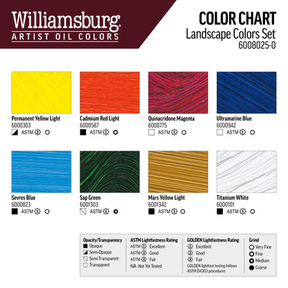 Williamsburg Oils - Landscape Colors Set of 7 x 22ml & 1 x 37ml