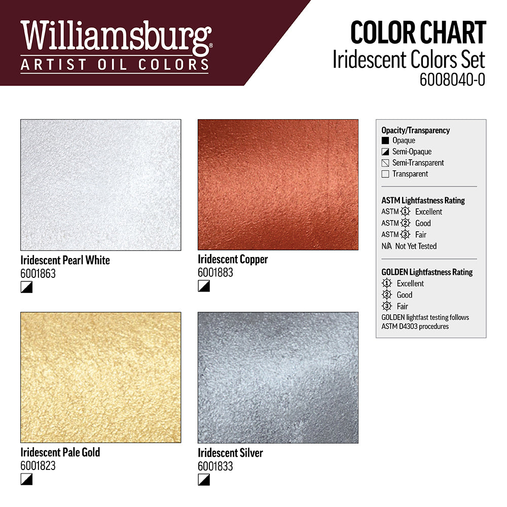 Williamsburg Oils - Iridescent Colors Set of 4 x 37ml