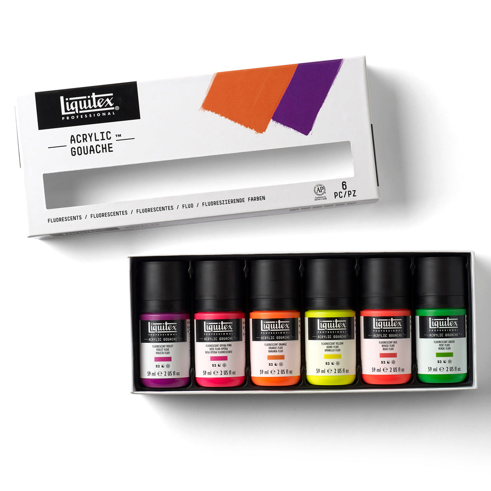 Liquitex Acrylic Gouache Fluorescent Set of 6 x 59ml