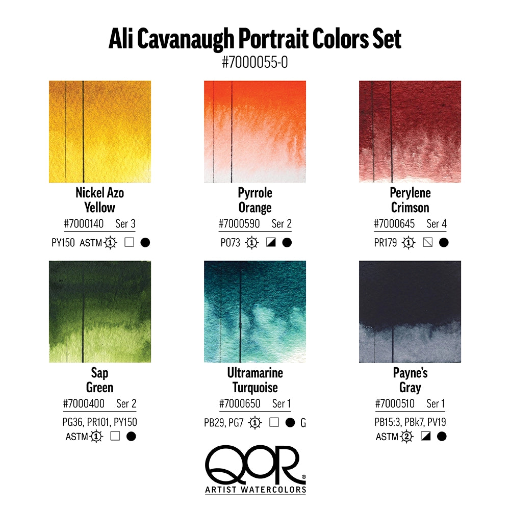 QoR Watercolor Ali Cavanaugh Portrait Set of 6