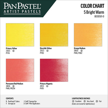 PanPastel Bright Warm Set of 5 - color chart