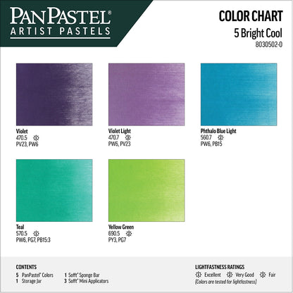 PanPastel Bright Cool Set of 5 - color chart