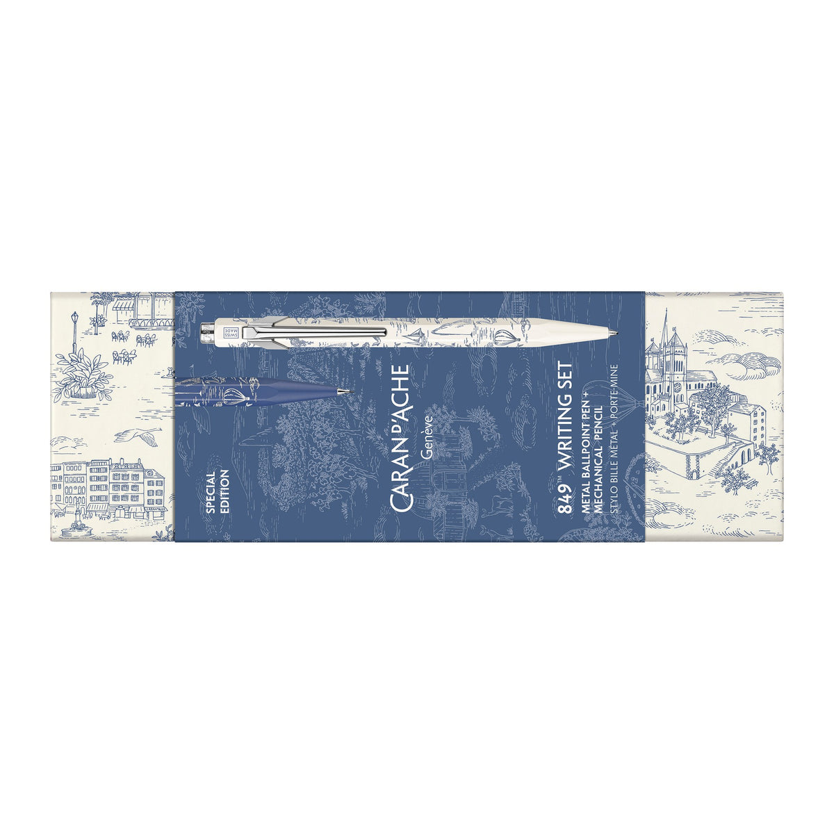 Caran d'Ache Toile de Jouy 849 writing set box with sleeve