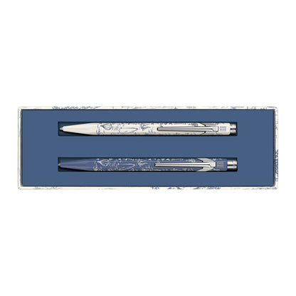 Caran d'Ache Toile de Jouy 849 ballpoint pen and mechanical pencil in open gift box