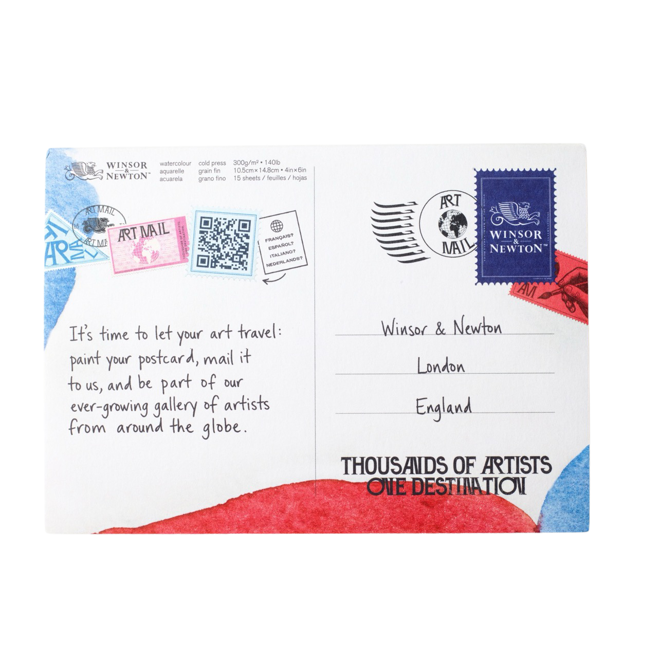 Winsor & Newton Bloc de cartes postales Art Mail 300 g/m² A6 (Cadeau promotionnel uniquement)
