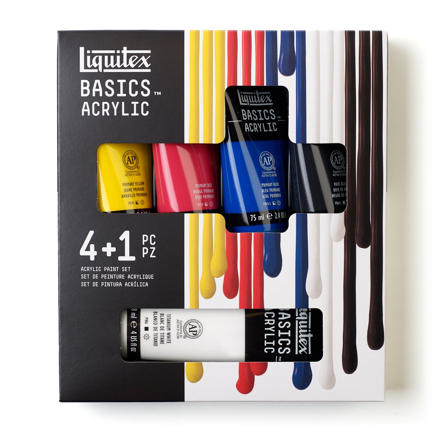 Liquitex BASICS Acrylic Essential Set (4x75ml, 118ml White)