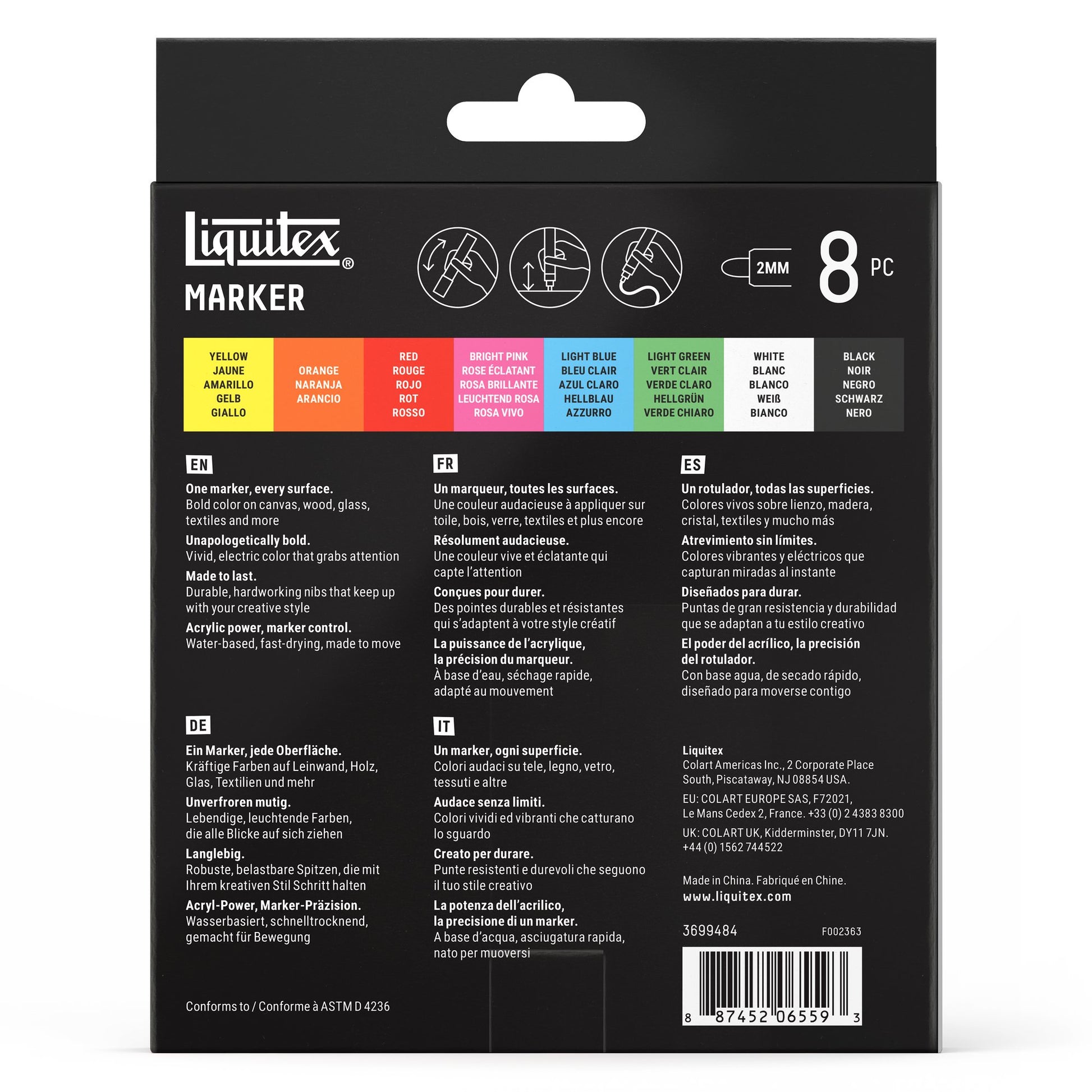 Liquitex Professional Paint Marker 2mm Set of 8 - Essential — back