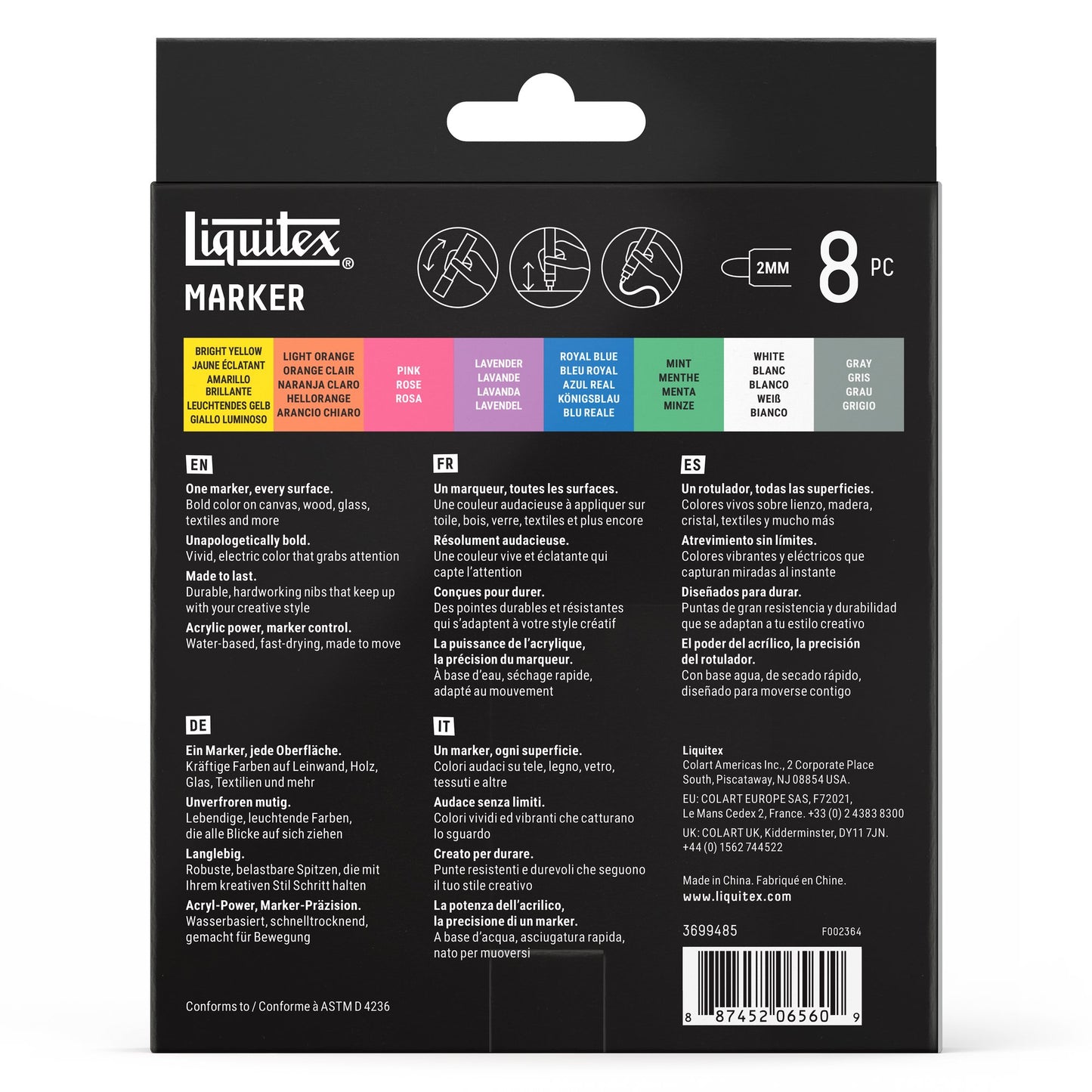 Liquitex Professional Paint Marker 2mm Set of 8 - Dreamscape — back
