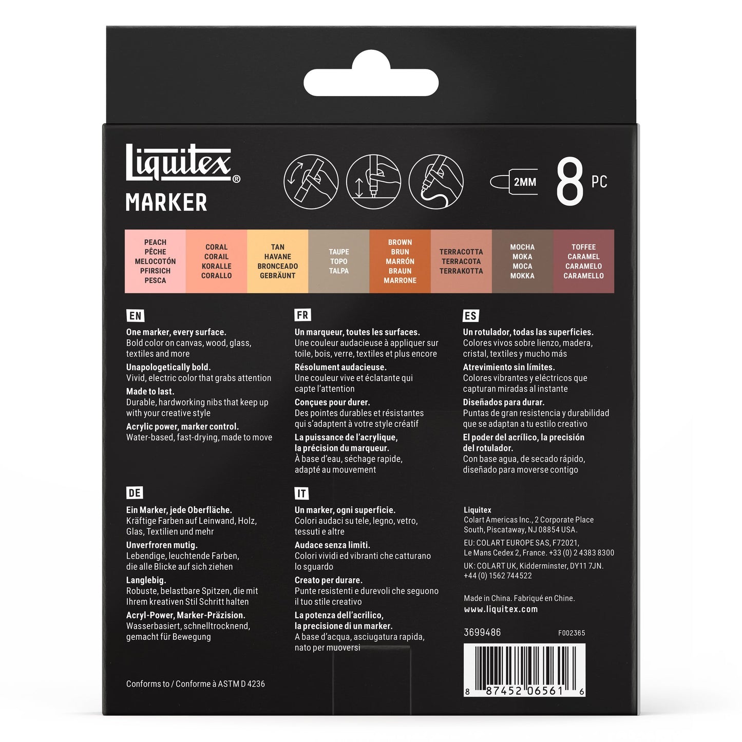 Liquitex Professional Paint Marker 2mm Set of 8 - Portrait — back
