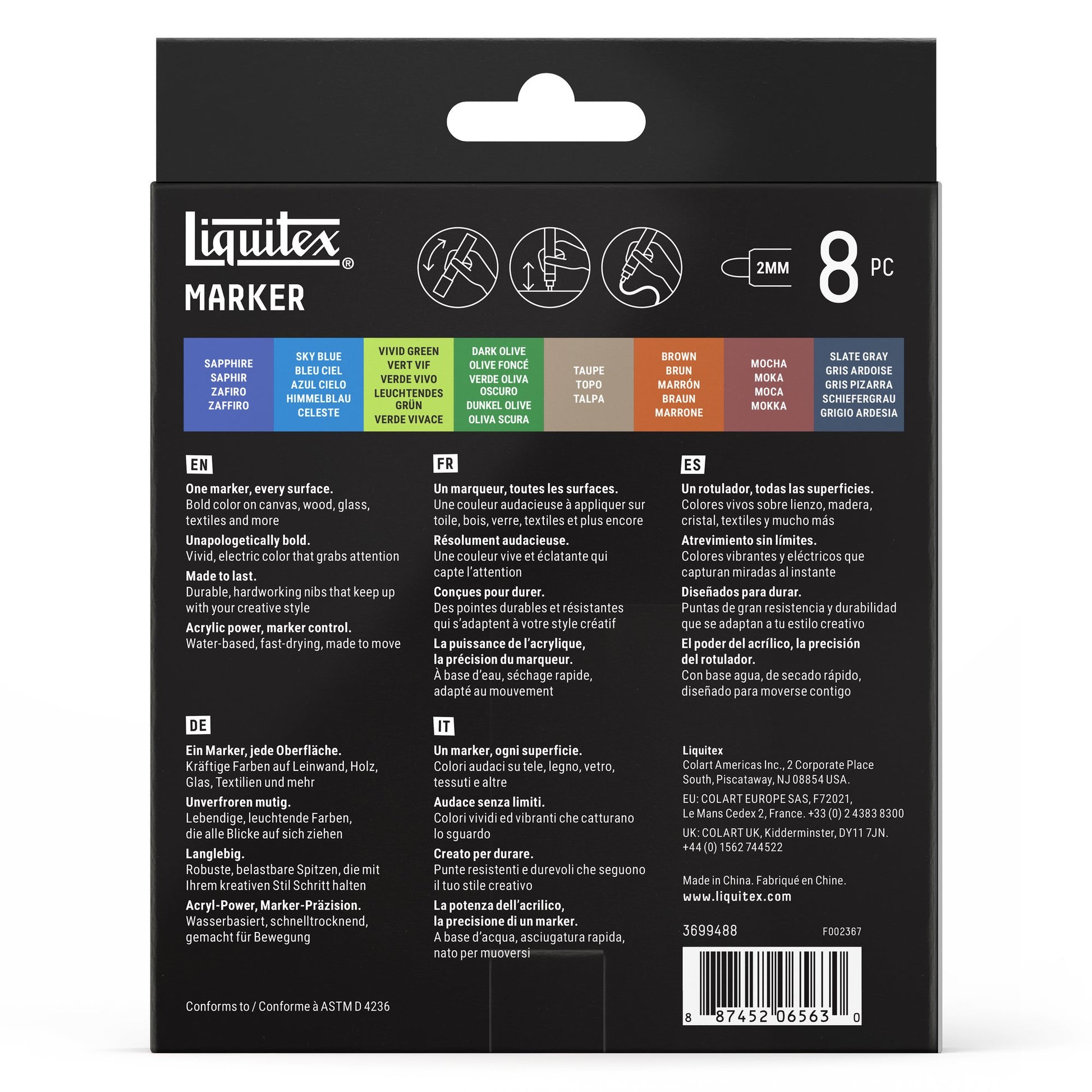 Liquitex Professional Paint Marker 2mm Set of 8 - Landscape — back