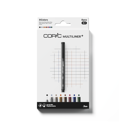 COPIC Multiliner+ Set of 8 Assorted 0.1