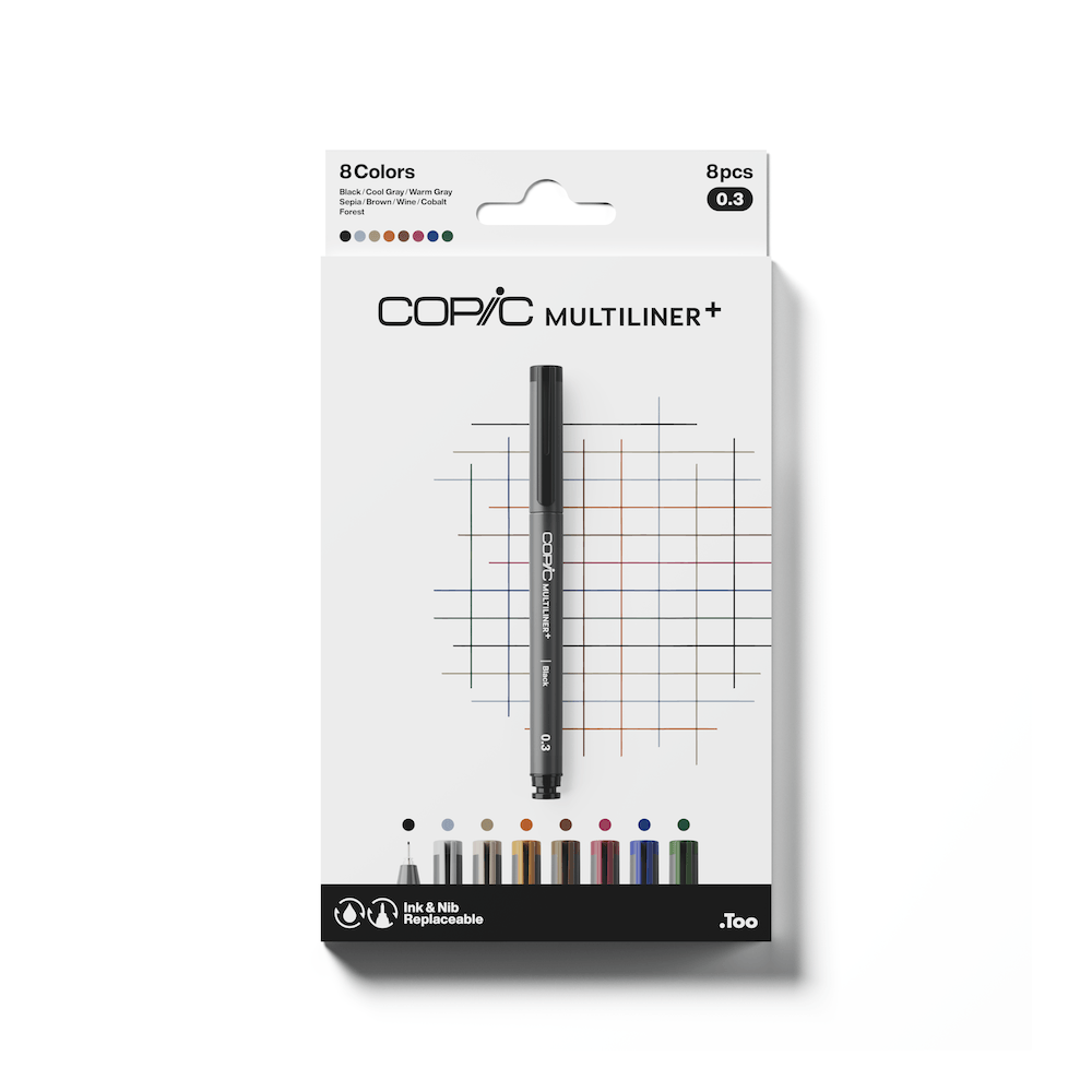 COPIC Multiliner+ Set of 8 Assorted 0.3