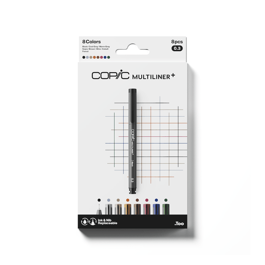 COPIC Multiliner+ Set of 8 Assorted 0.3