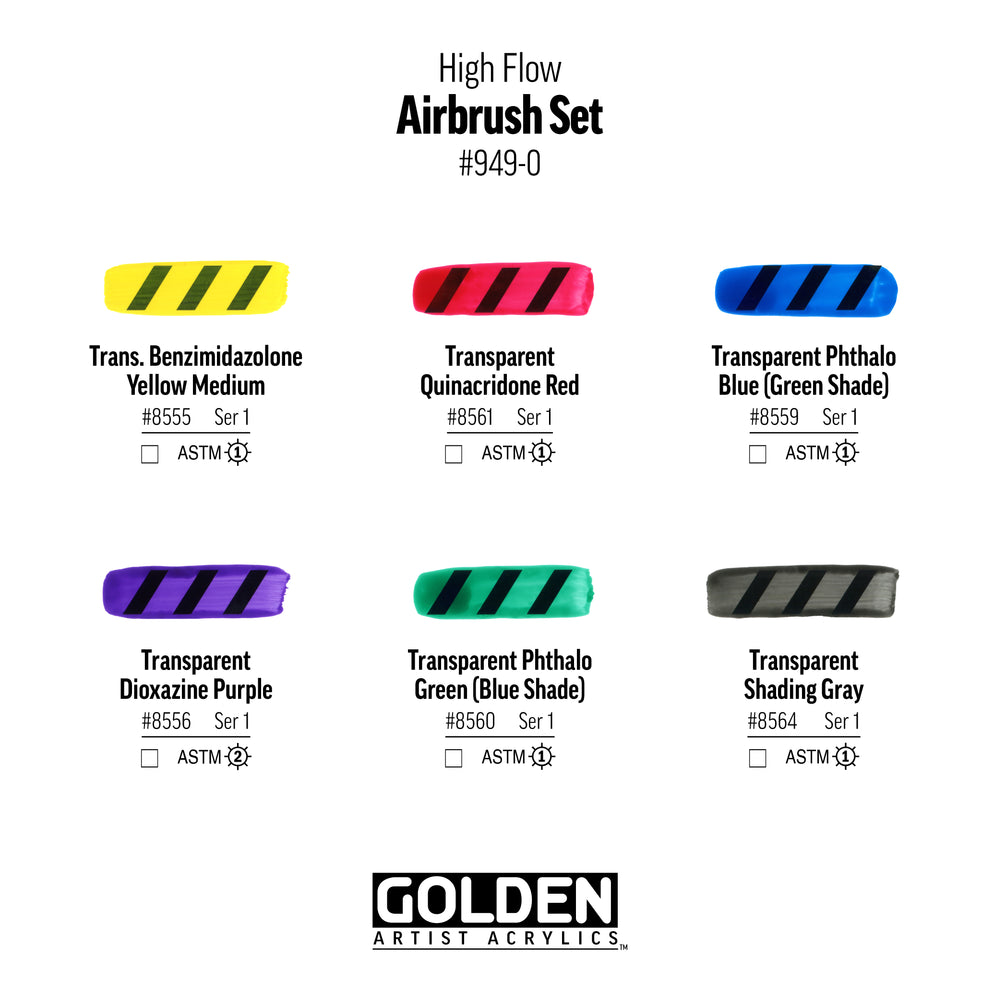 GOLDEN High Flow Acrylics Airbrush Set of 6