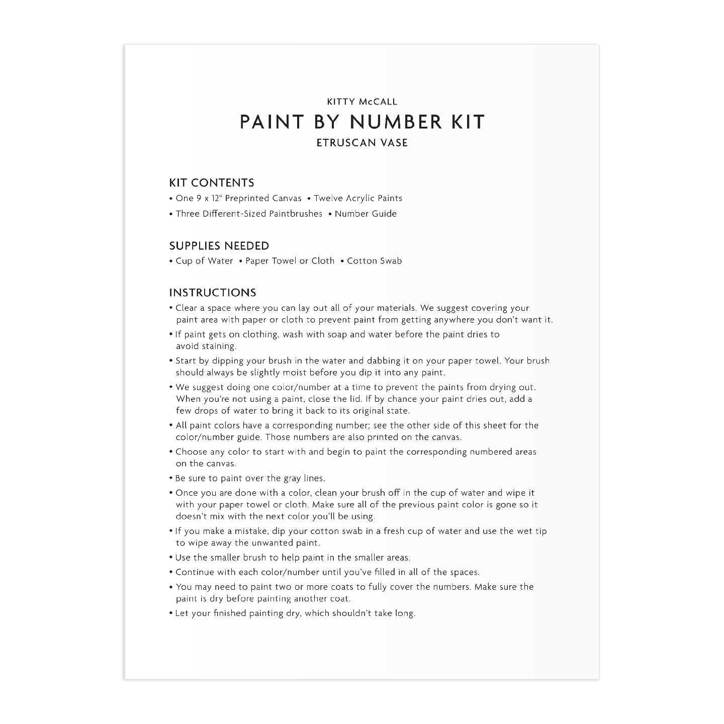 Kit de Peinture par Numéros Liberty - Vase étrusque Kitty McCall