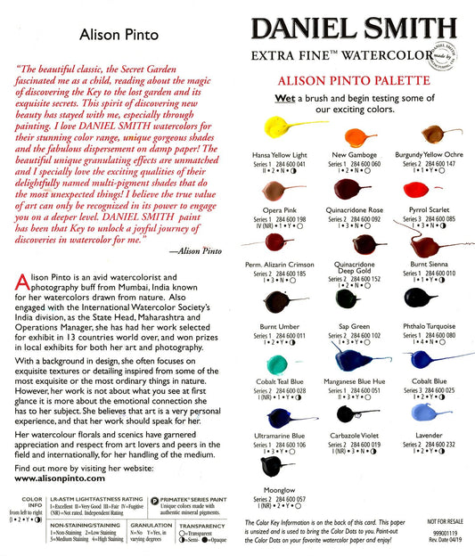 Daniel Smith Extra Fine Watercolour Dot Card - Alison Pinto Palette (Gift with Purchase)