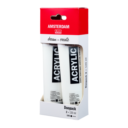 Amsterdam Acrylic Paint Titanium White Duo Pack