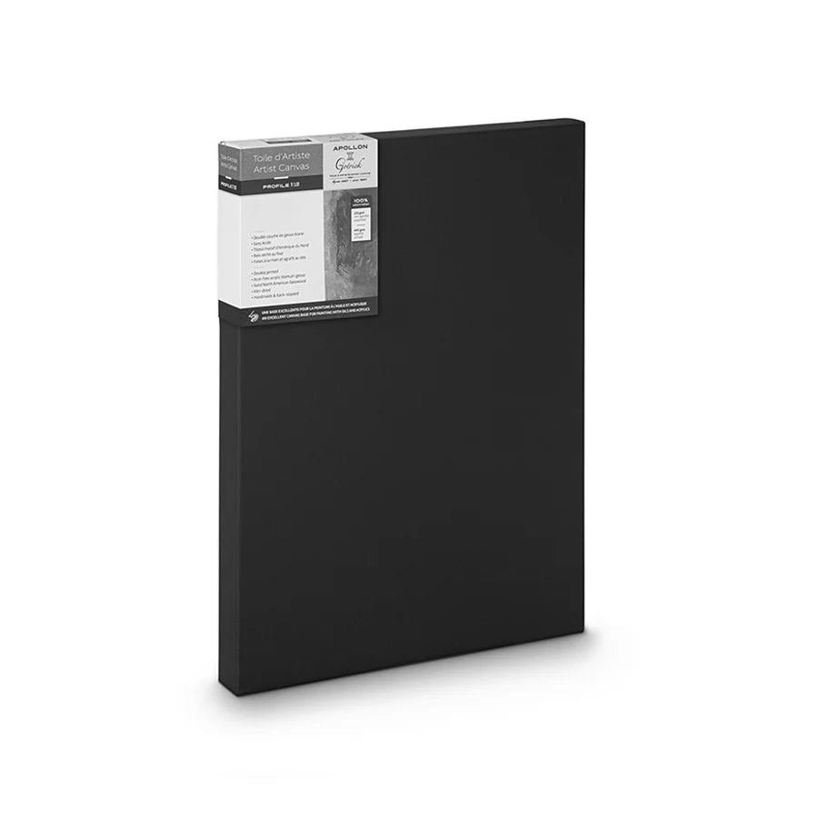 Apollon Gotrick Stretched Black Cotton Canvas - Deep (8"x8")