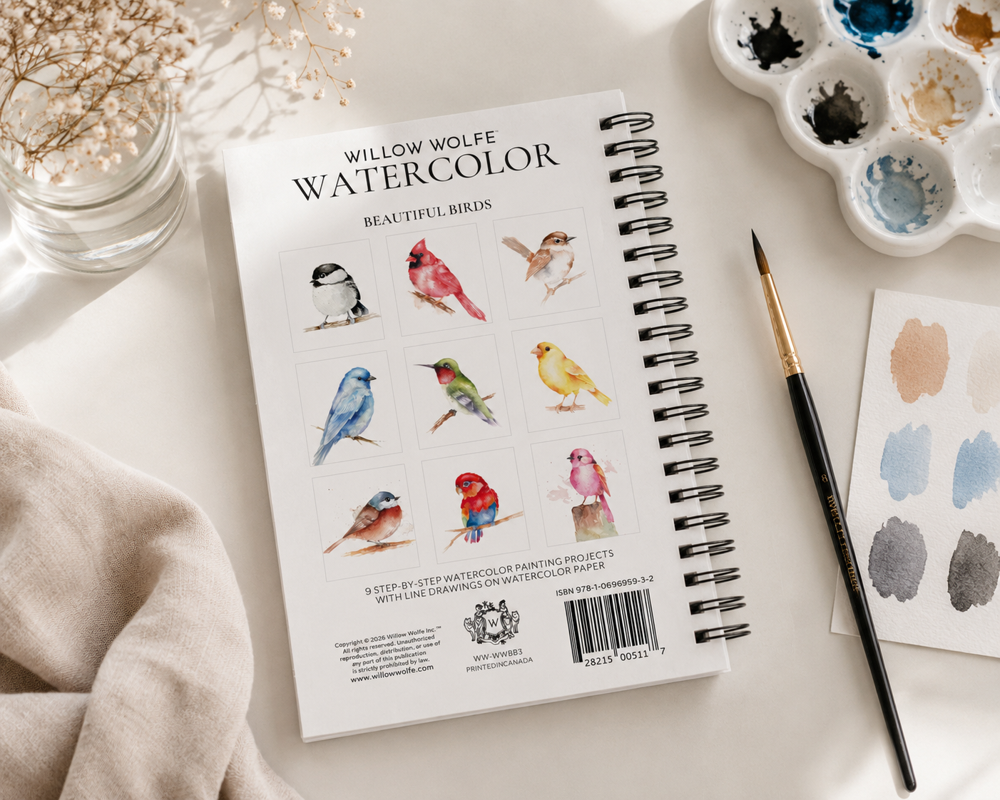 Willow Wolfe Watercolor Workbook - Beautiful Birds