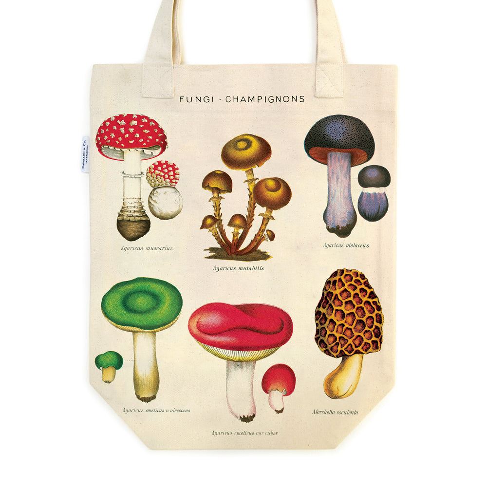 Cavallini Vintage Inspired Tote Bag - Mushrooms