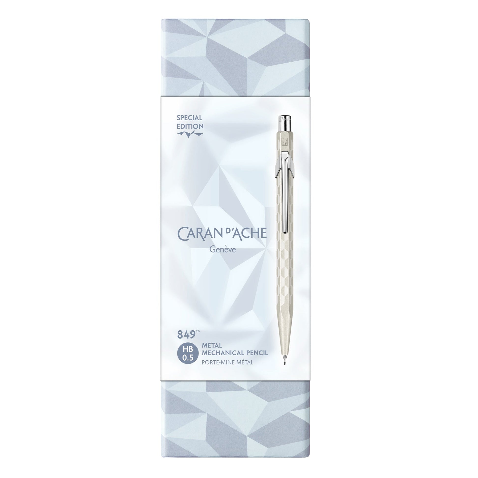 Caran d'Ache mechanical pencil with branded packaging on a white background