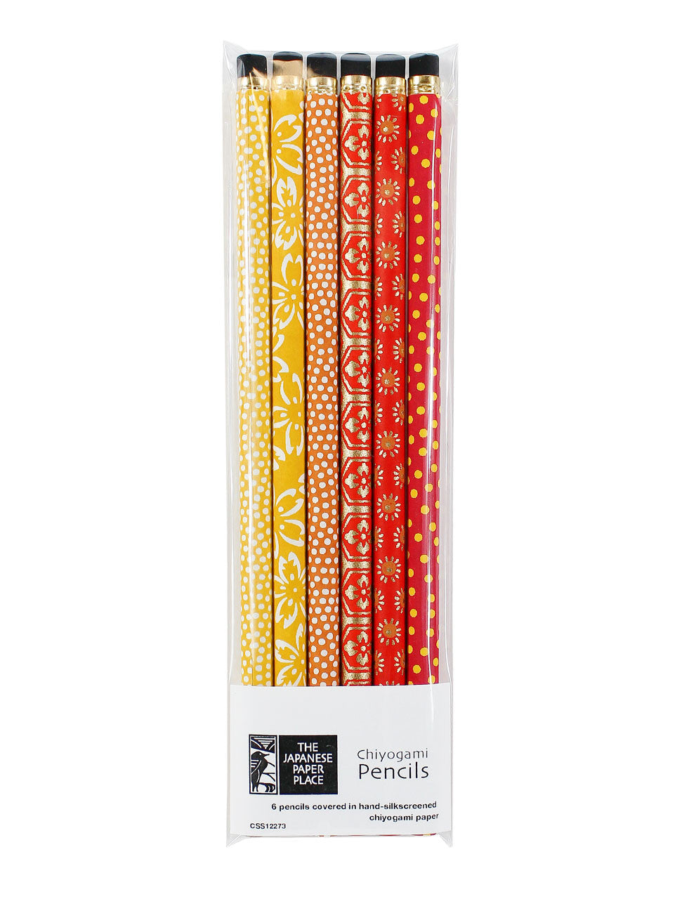 Japanese Paper Place Chiyogami Covered Pencils - Yellow to Red