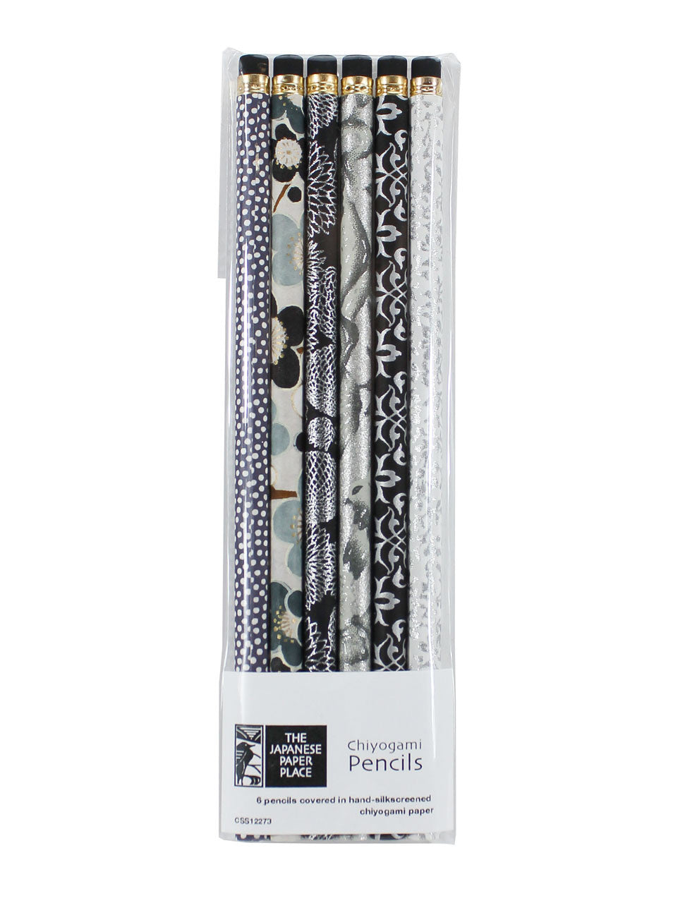 Japanese Paper Place Chiyogami Covered Pencils - Black to White