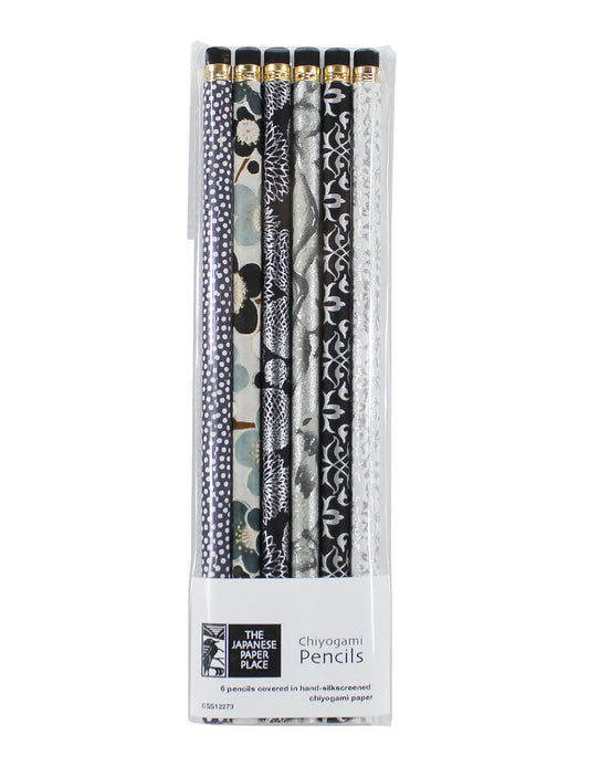 Japanese Paper Place Chiyogami Covered Pencils - Black to White