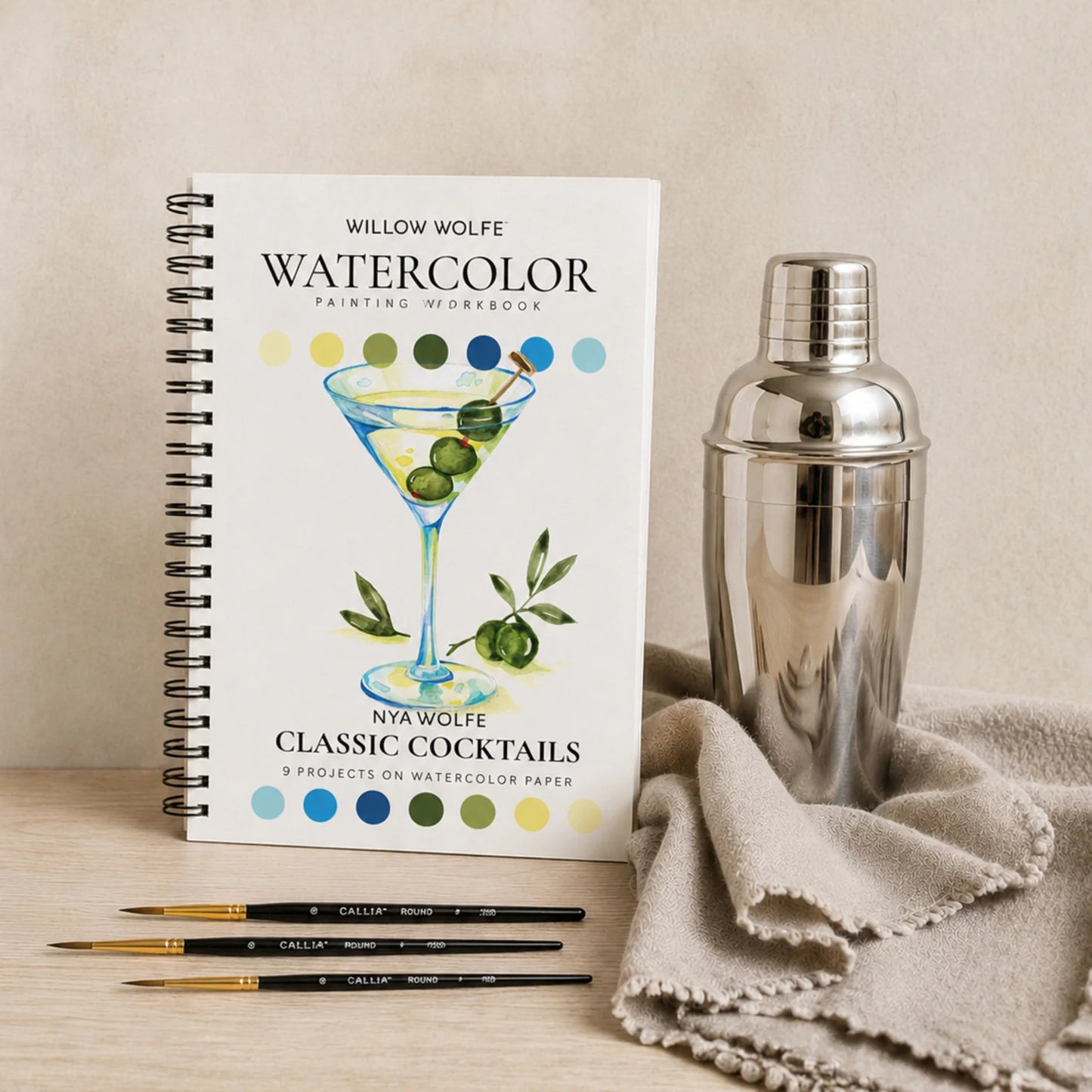 Willow Wolfe Watercolor Workbook - Classic Cocktails