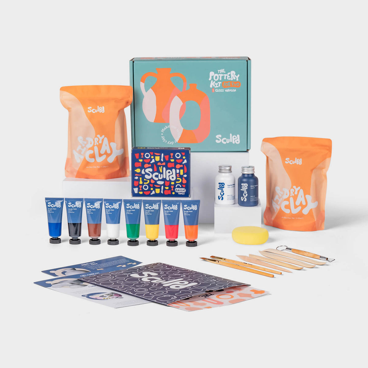 Sculpd Pottery Kit with Paint - Classic Tones