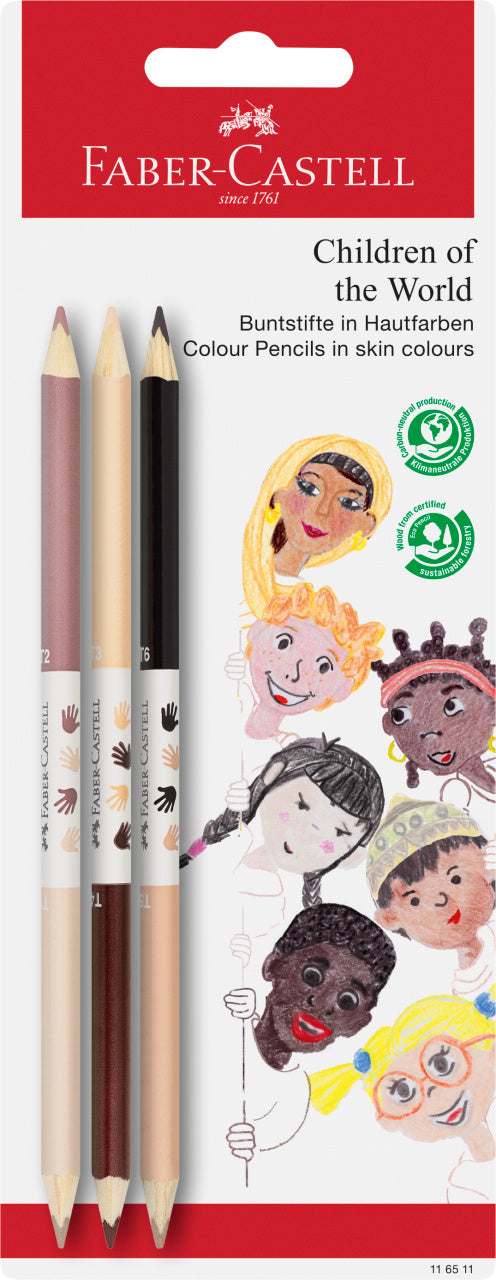 Faber-Castell Children of the World - Color Pencils in Skin Colours - Set of 3 - Clearance