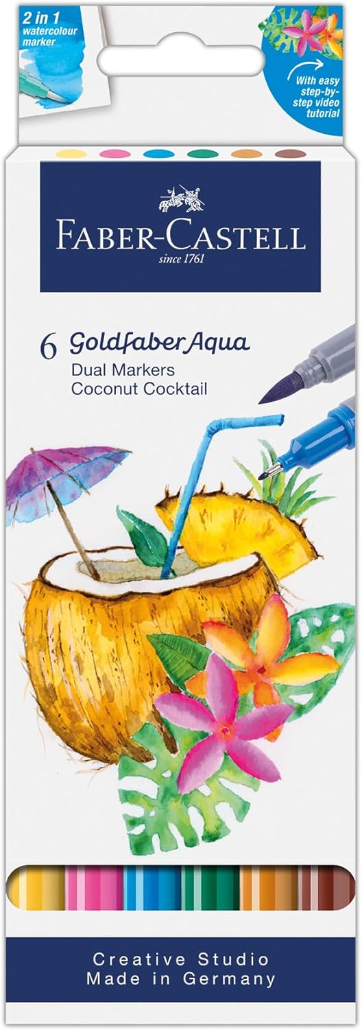 Faber-Castell Tropical Escapes Goldfaber Aqua Marker Set of 6 - Coconut Cocktail