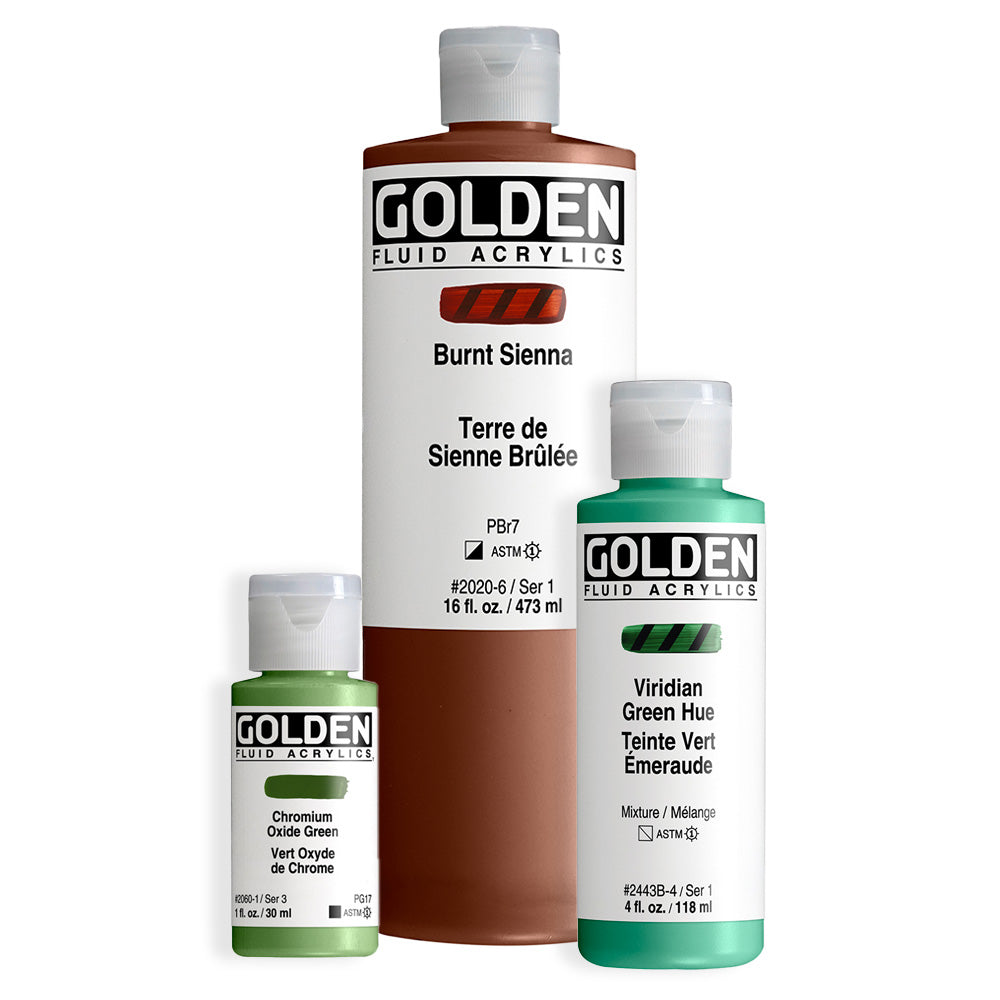 GOLDEN Fluid Acrylics -  Brown or Green