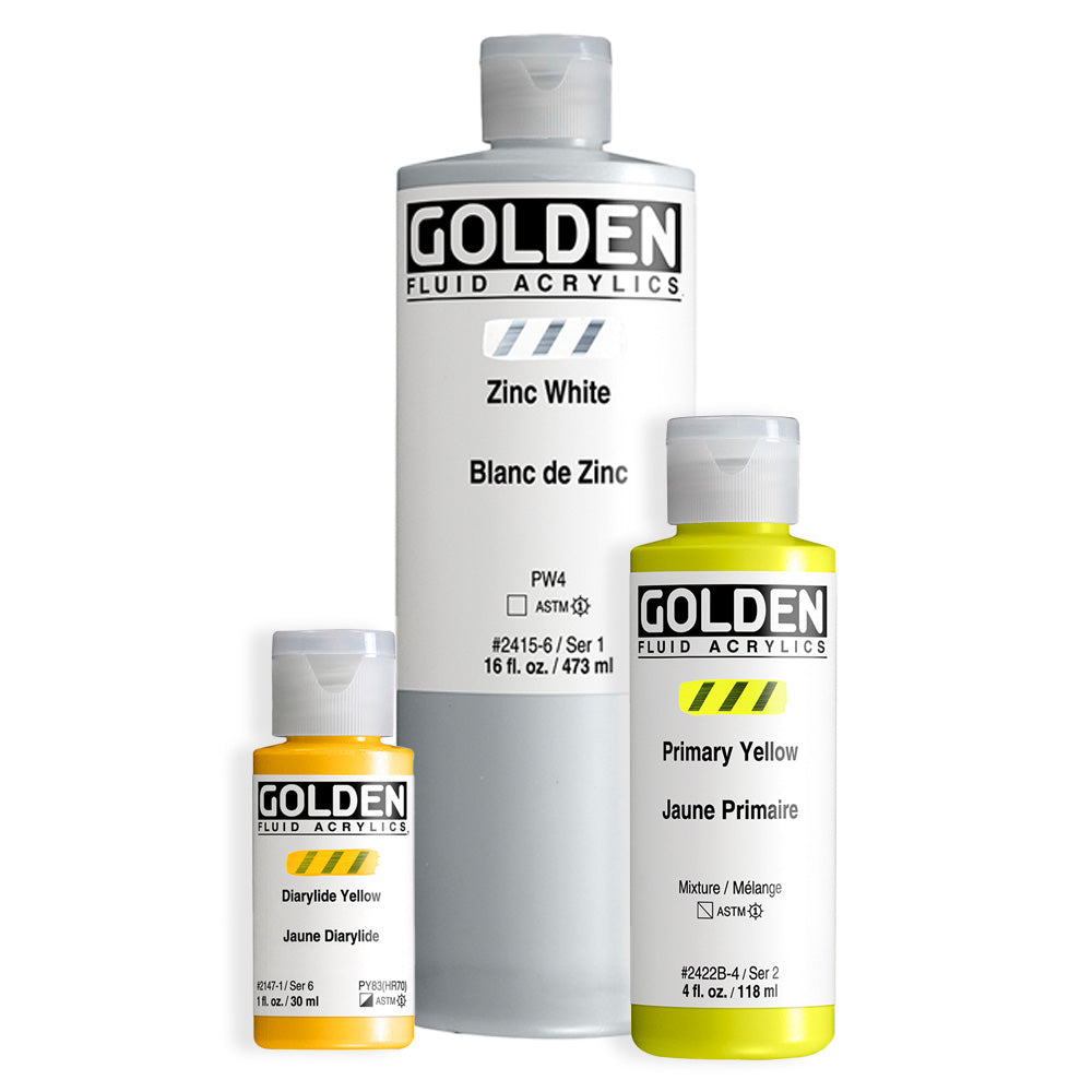 GOLDEN Fluid Acrylics -  White or Yellow
